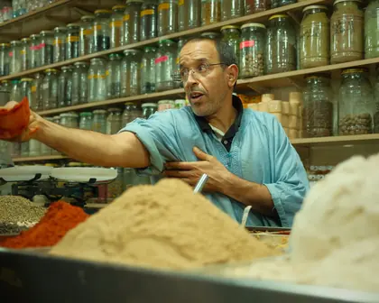 A spice seller in his shop